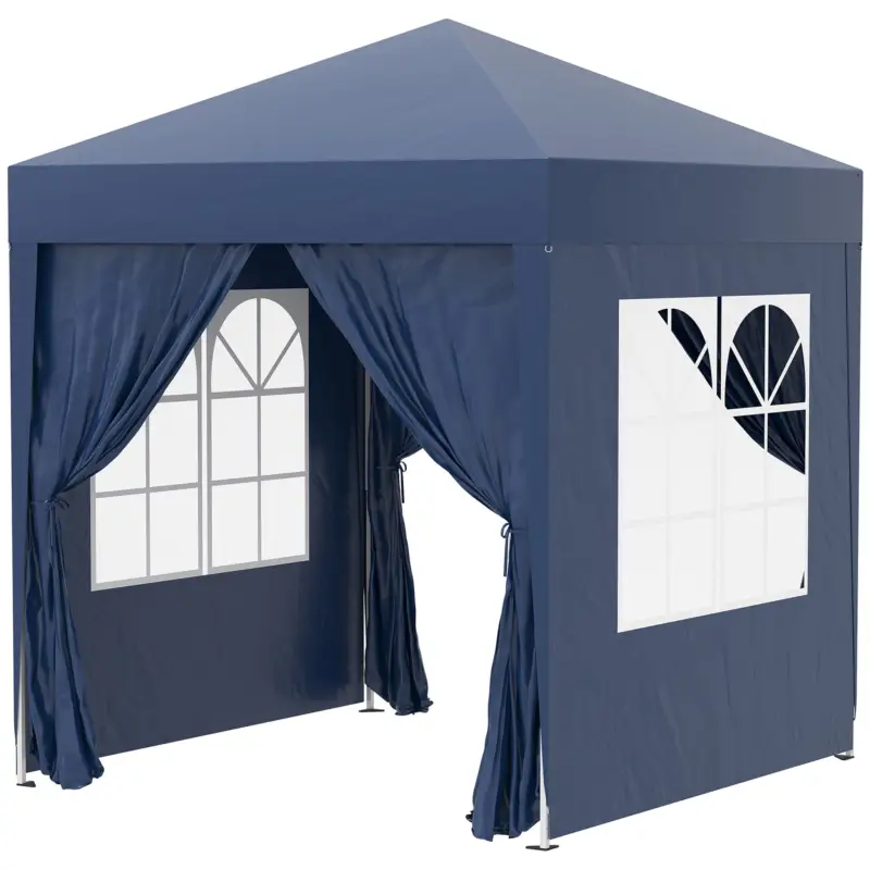 Cumpără acum Outsunny Foișor Pliabil Pop-Up 2x2 m cu 4 Pereți Detașabili din Poliester și Oțel, Albastru