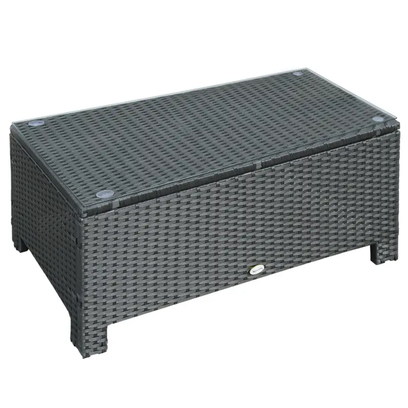 Outsunny Ousunny Masa de Cafea cu Sticla Securizata, Negru Discount