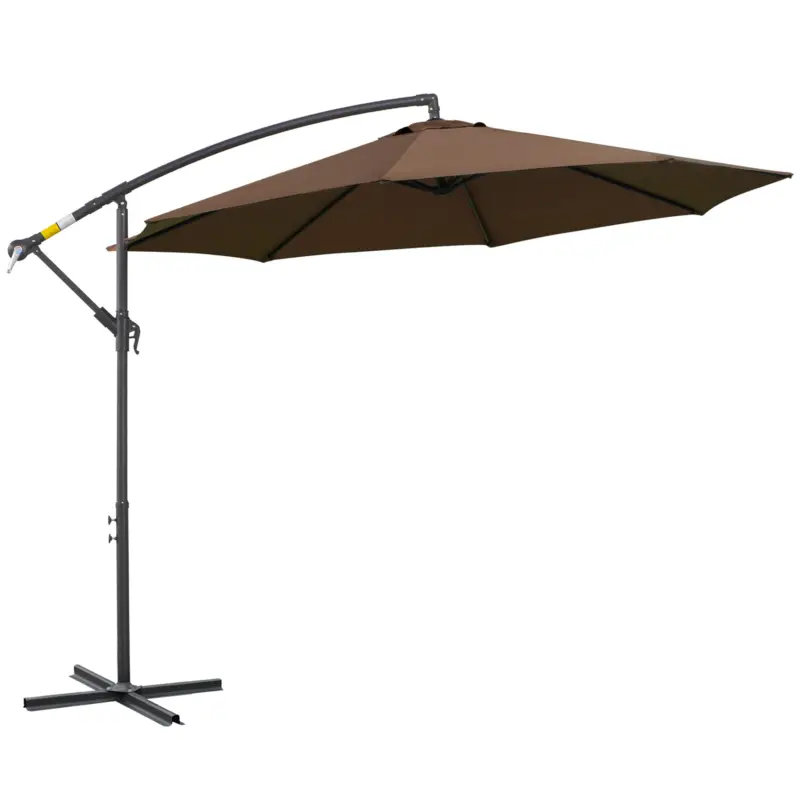 Outsunny Umbrelă Exterioară cu Manivelă, din Oțel și Poliester Rezistent la UV, Ø295x245 cm, Cafea Reducere specială