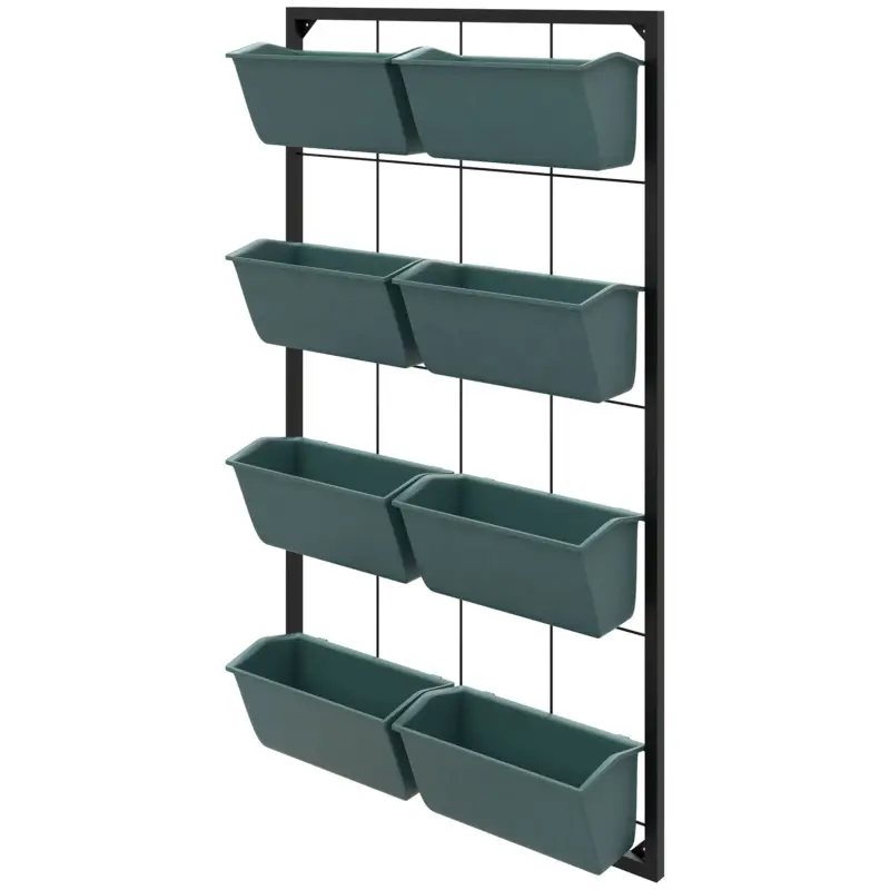 Outsunny Trepte pentru Plante, 8 Ghivece Stivuibile, Rezistente la Intemperii, 52,5 x 14 x 90 cm, Gri + Negru Retur gratuit