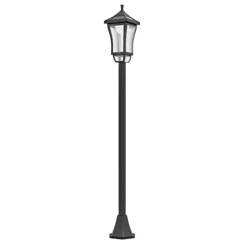 Outsunny Lampă de Grădină cu Autonomie de 6 ore și Sistem de Fixare la Sol, din ABS și Policarbonat, 15x15x127 cm, Negru Reducere