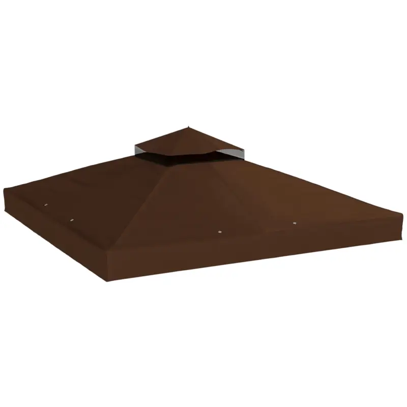 Livrare expres Outsunny Acoperiș de Schimb pentru Foișor 3x3 m cu 2 Niveluri pentru Grădină, Pânză Rezistentă la Apă din Țesătură Oxford 370g/㎡ Anti-UV 30+ cu Orificii de Drenaj, Cafea