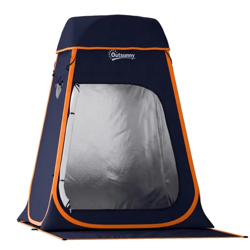 Outsunny Cort de Duș Pop-Up Impermeabil cu Acoperiș Detașabil, din Poliester 190T și Oțel, 152x152x200 cm, Albastru Închis Ofertă exclusivă