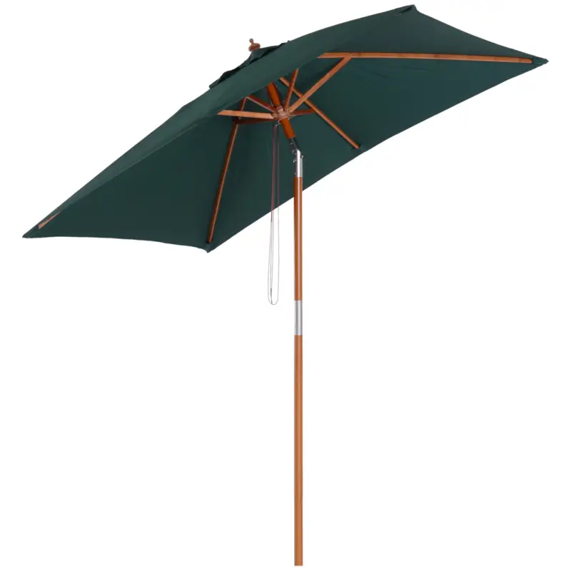 Cumpără acum Outsunny Umbrela Dreptunghiular din Bambus si Poliester Anti-UV Verde 2x1.5x2,3m
