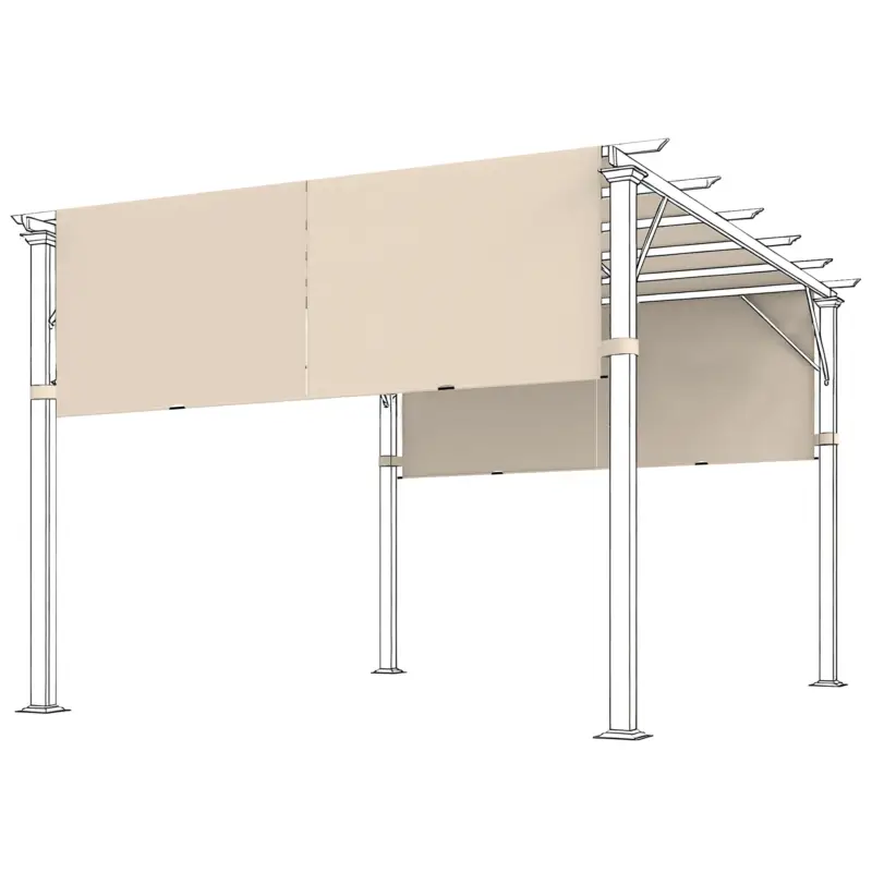Plată sigură Outsunny Copertină pentru Pergolă 3x3 m din Poliester cu Buzunare și Benzi, 548x122 cm, Bej