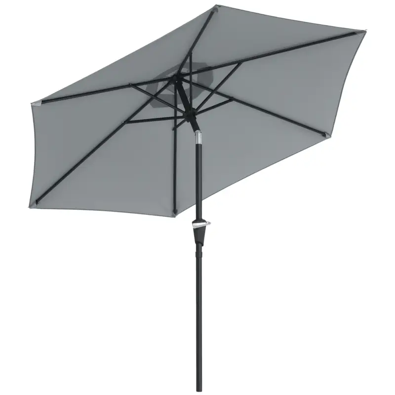 Cel mai vândut Outsunny Umbrelă de grădină înclinabilă, 2.3x2m, cu deschidere cu manivelă și 6 spițe, gri