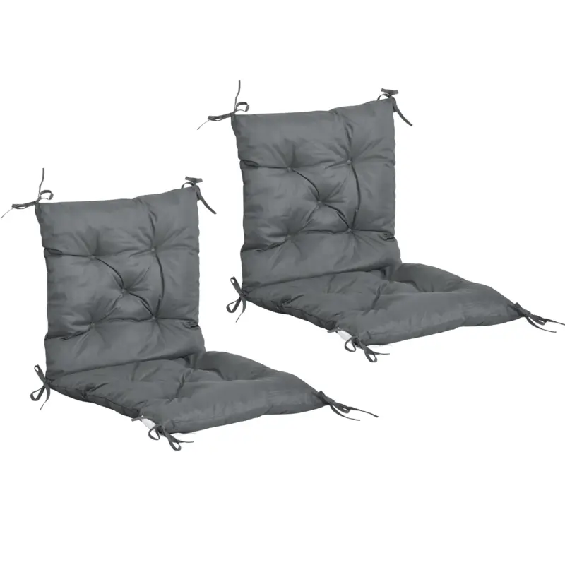 Outsunny Set 2 Perne pentru Scaune de Exterior din Poliester și Bumbac cu Șnururi, 50x98x8 cm, Gri Vezi acum