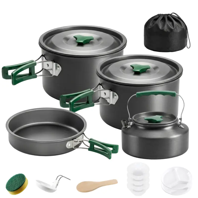 Outsunny Set de Oale Camping, 4-5 Persoane, Oțel Inoxidabil, 20.5 x 20.5 x 15.5 cm, Gri Premium