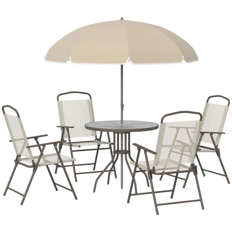 Outsunny Set Mobilier de Gradina cu Tuburi Otel 6 bucati, crem Preț promoțional