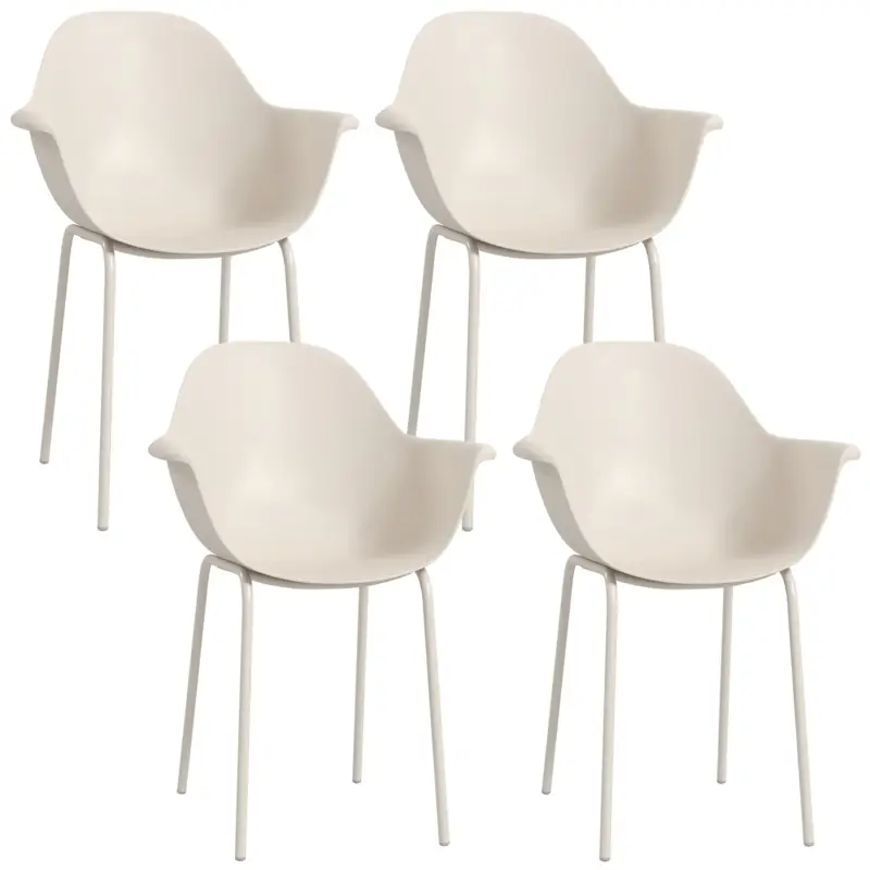 Outsunny Set 4 Scaune Stivuibile pentru Terasă și Grădină, Scaune de Masă Exterior cu Design Ergonomic, Rezistente la Intemperii, Structură din Oțel, Gri Noutate