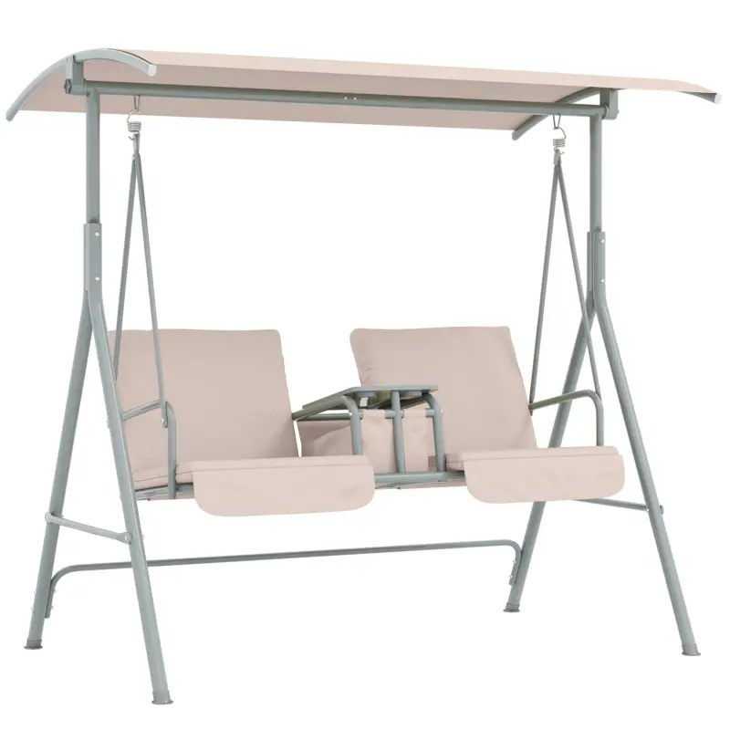Outsunny Balansoar Hollywood, balansoar de grădină, balansoar 2 locuri cu acoperiș, 175 x 112 x 158 cm, Bej Promoție
