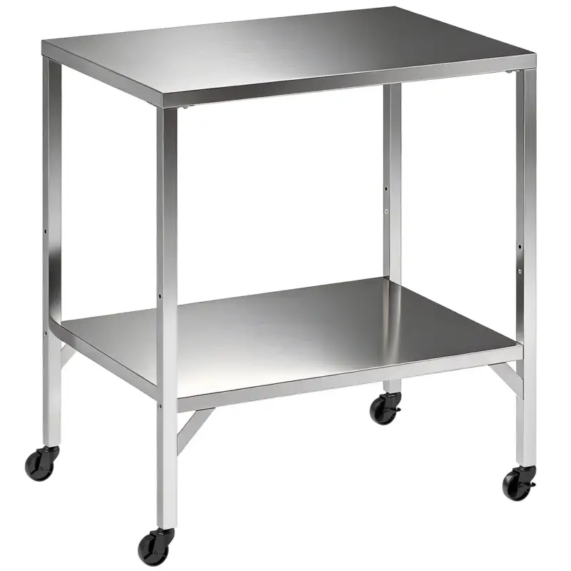 Outsunny Cărucior pentru grătar Masă de pregătire exterior cu blat de lucru și roți Oțel inoxidabil 85x60x92cm Argintiu Calitate înaltă