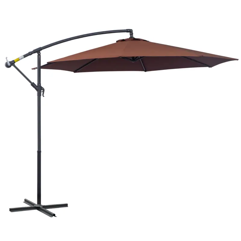 Discount Outsunny Umbrela Soare Descentrata de Gradina cu Colt Inclinabil din Metal si Poliester, Cafea, Φ3×2.6m