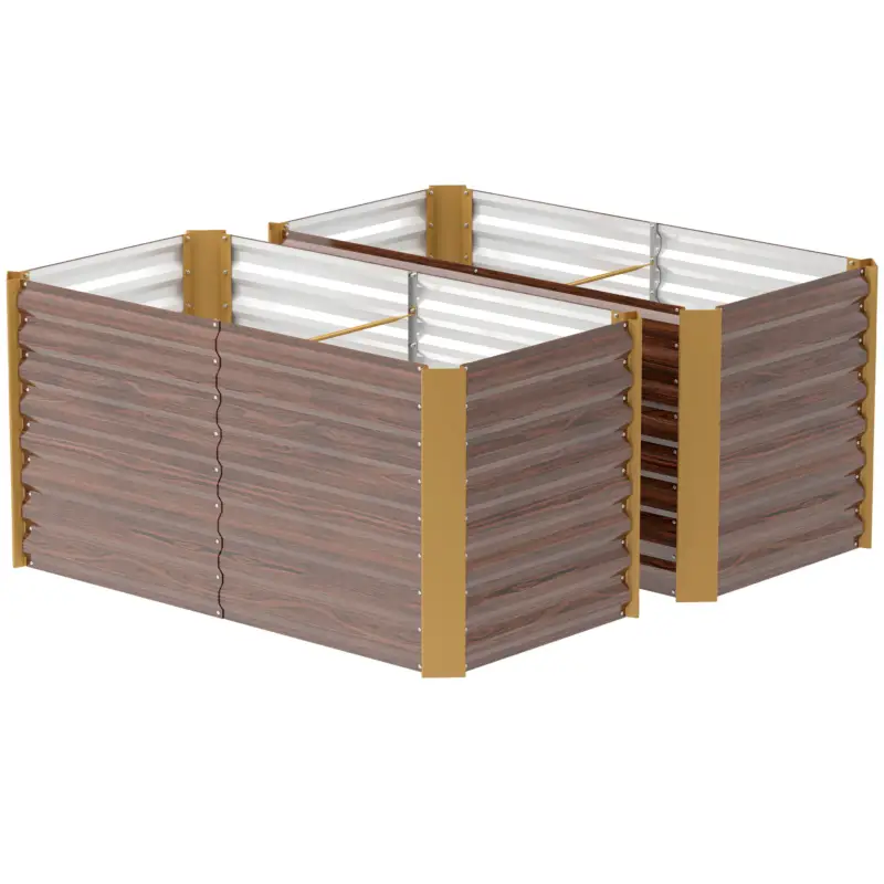 Noutate Outsunny Set paturi înălțate 2 buc., jardiniere, extra adânci, metal, 120 x 60 x 60 cm Maro