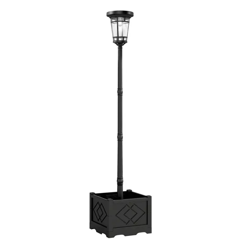 Preferatul clienților Outsunny Lanternă solară lampă de podea cu ghiveci 195cm Lampa de grădină exterioară cu 2 trepte de luminozitate comutator de control al luminii IP44