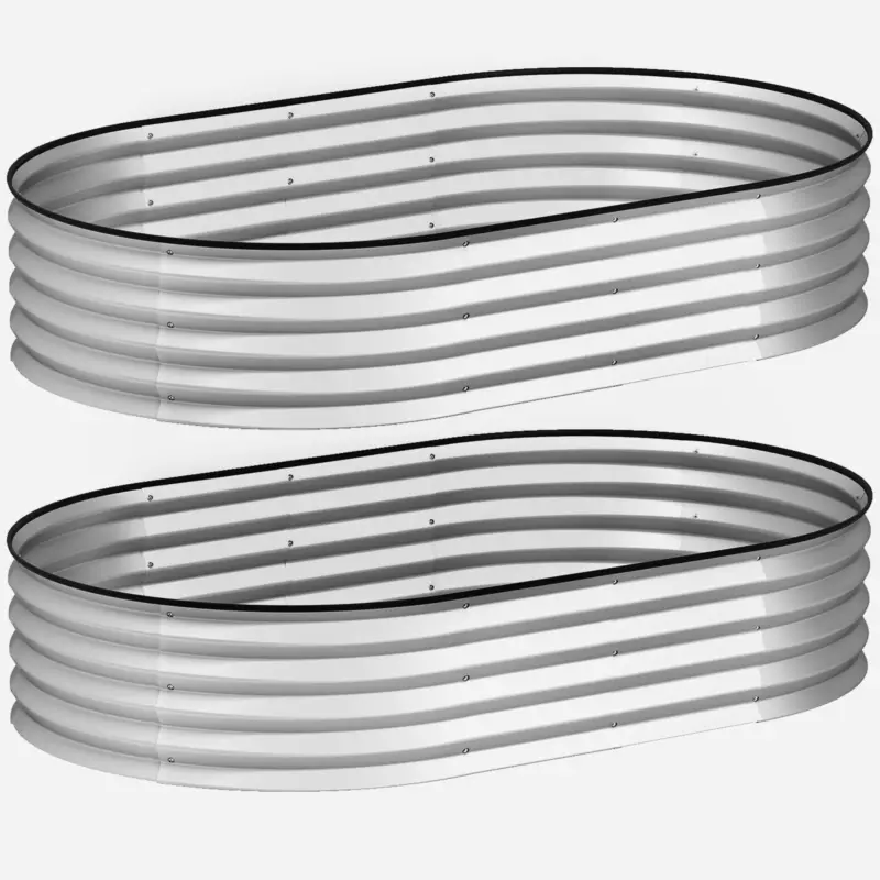 Outsunny Set de 2 jardiniere înălțate din oțel galvanizat kit paturi de grădină margine cauciuc 152 x 91 x 30 cm argintiu Ofertă exclusivă