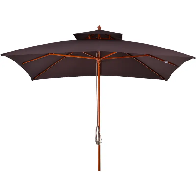 Transport gratuit Outsunny Umbrela de Gradina 3x3 Metri, 8 Lamele Acoperire cu 2 Niveluri