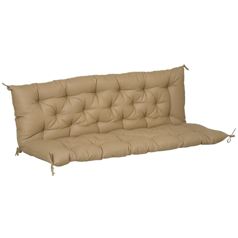 Expediere rapidă Outsunny Pernă matras pentru șezut și spătar pentru bancă de grădină balansoar canapea 3 locuri mare confort 150 x 98 x 8 cm kaki deschis