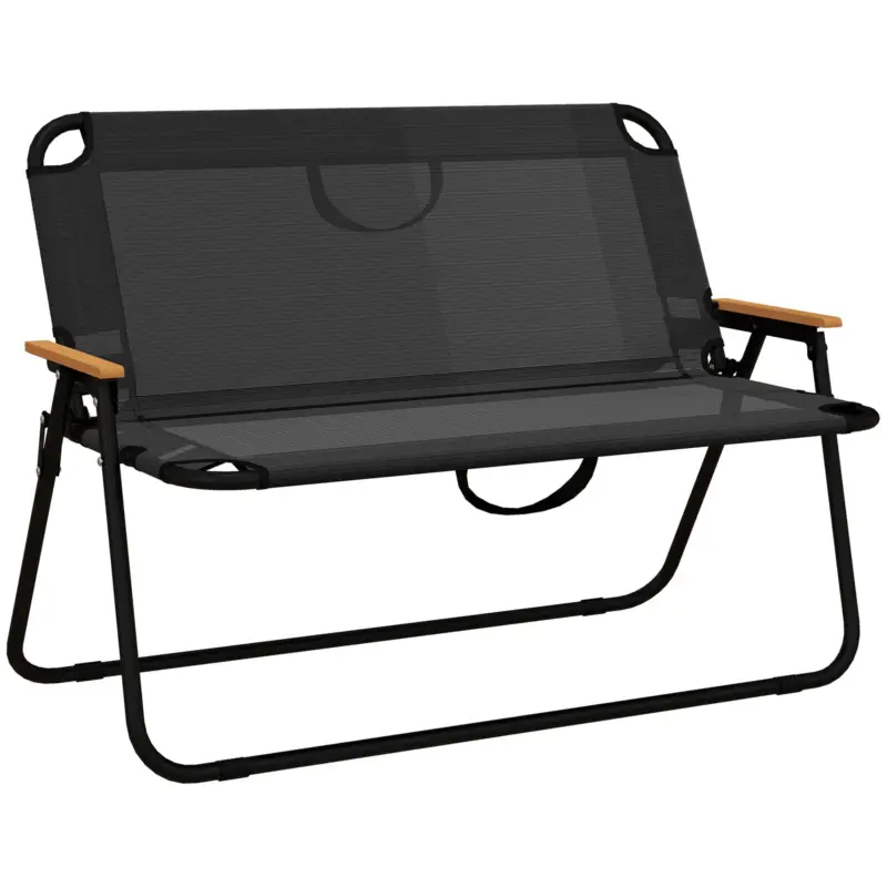 Outsunny Scaun de Camping Dublu pentru 2 Persoane, Pliabil, din Oțel și Țesătură Oxford, 108x65x73cm, Negru Cel mai vândut