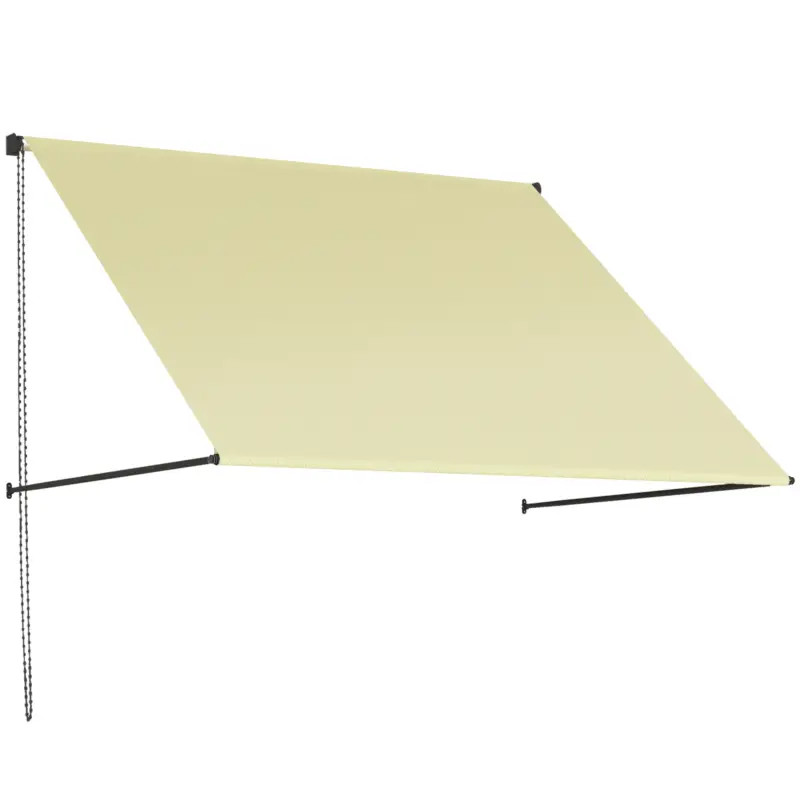 Ofertă specială Outsunny Copertină retractabilă manuală înclinare reglabilă 150 x 116 cm protecție UV aluminiu poliester crem
