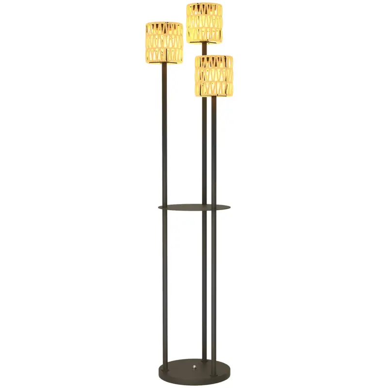 Outsunny Lampă de Exterior cu 3 Lumini, Raft Central și Bază Rotundă, Ø37x144 cm, Negru Retur ușor