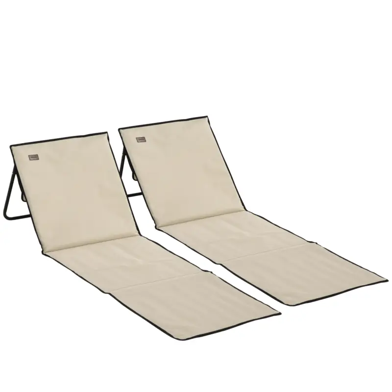 Discount Outsunny Set 2 Șezlonguri Pliabile cu Unghi Reglabil și Buzunar cu Fermoar, 142x51x40 cm, Albastru