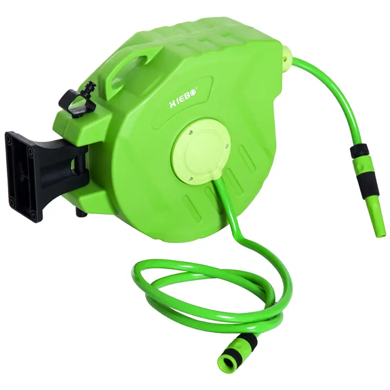 DURHAND Tambur Portabil pentru Furtun Montat pe Perete cu Derulare Automata, 47,5x15,5x35,5 cm, Verde Doar azi