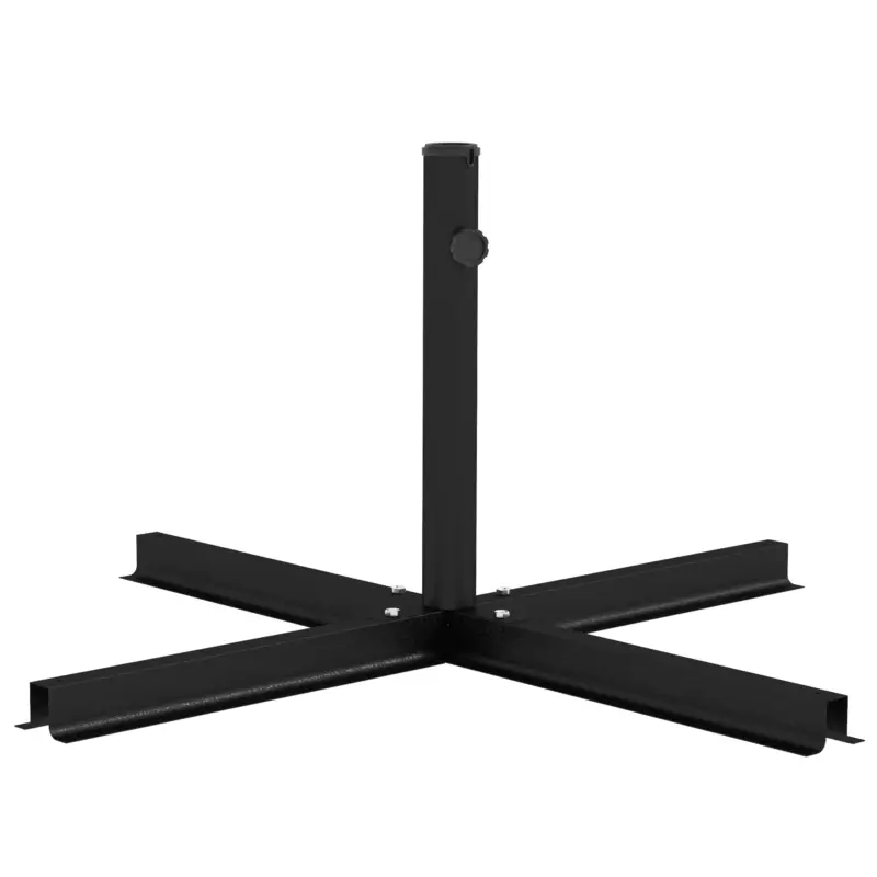 Transport gratuit Outsunny Bază pentru Umbrelă de Soare în Formă de Cruce din Oțel cu Șurub Lateral, 100x100x75 cm, Negru