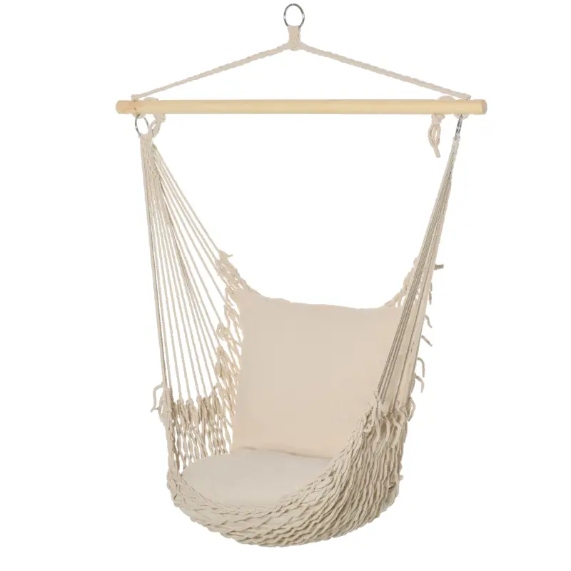 Outsunny Hamac de Gradina din Franghie Shabby Chic pentru Interior si Exterior Alb Doar azi