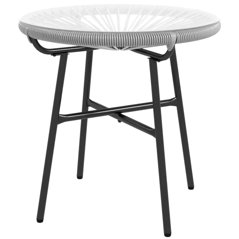 Outsunny Masă de cafea rotundă de grădină din răchită aspect rotin metal și blat sticlă securizată Ø 50 x 50 cm gri Bestseller