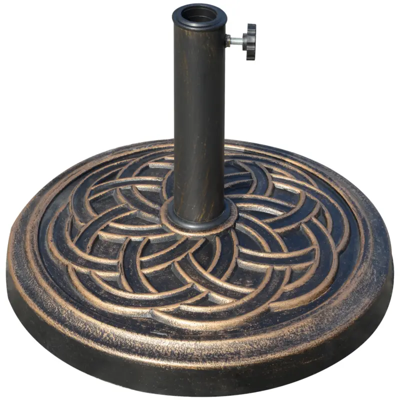 Calitate înaltă Outsunny Suport pentru umbrela de exterior, 12kg, rotund, Bronz | Aosom Ro