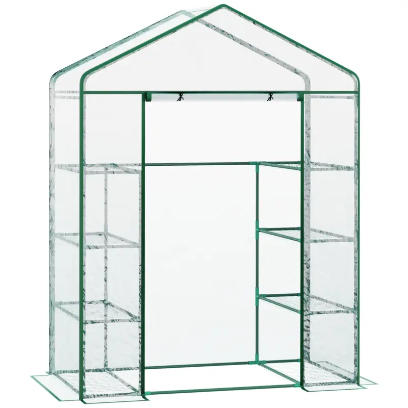 Outsunny Sera de Gradina din Otel si PVC Transparent cu Usa Rulou, 143x73x195cm Reducere extra