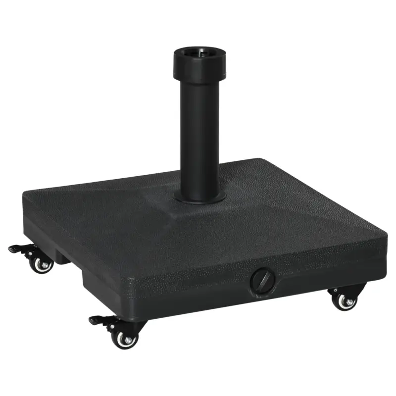 Expediere rapidă Outsunny Baza pentru Umbrela de Soare cu Roti Se poate Umple pana la 20kg, Postament din HDPE pentru Stalpi de Ø38-48mm, 45x45x39cm, Negru
