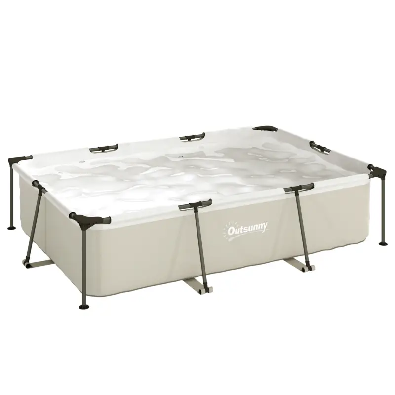 Livrare rapidă Outsunny Piscină demontabilă tubulară 316x238x66,5 cm 3700 L cu cadru metalic, plasture de reparare, fără filtru, gri