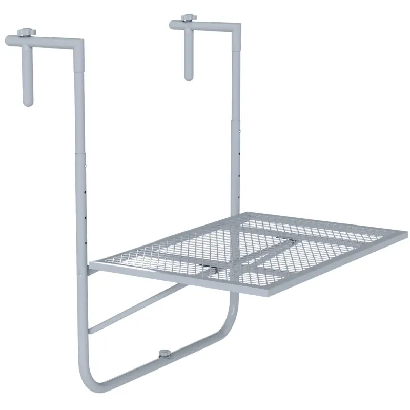 Outsunny Masă suspendată pentru balcon pliabilă, reglabilă în 4 trepte, din metal, rezistentă la intemperii, masă de terasă 60x40 cm Gri Cel mai bun preț