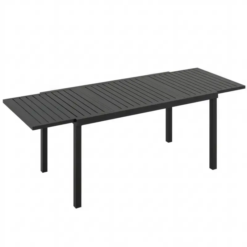 Outsunny Masă de Grădină Extensibilă pentru 6-8 Persoane, Aluminiu cu Blat cu Lamele, Negru Ofertă specială