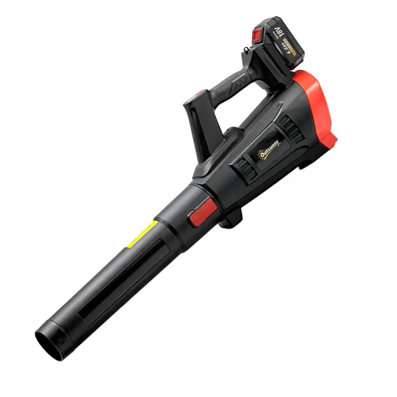 Livrare expres Outsunny Suflător cu Baterie 18V, Suflător de Frunze cu 2 Baterii 4Ah, Motor Brushless 600W, 3 Trepte Viteză 149 km/h, Turbo Boost, 2 Țevi, Încărcător, pentru Grădină Frunze Zăpadă Praful