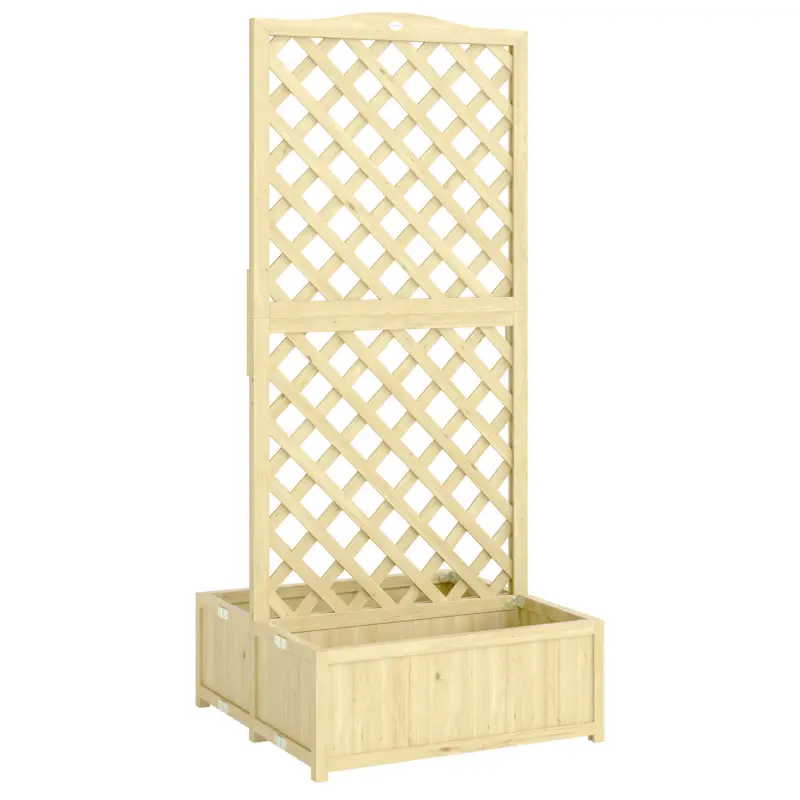 Outsunny Jardinieră cu spalier Pătrat pentru legume din lemn pliabil cu două bazine pentru flori pentru plante cățărătoare 73 x 70 x 170 cm Natural Retur gratuit