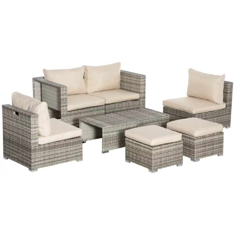 Outsunny Living pentru gradina din Rattan PE din 8 Piese , Gri si Bej Preferatul clienților