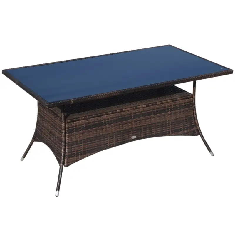 Outsunnt Masuta e Gradina in PE Rattan cu Raft Inferior,Maro,150x85x74cm Disponibil imediat