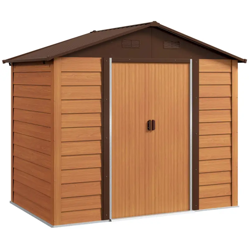 Promoție Outsunny Magazie de Grădină din Oțel cu Uși Glisante Duble 236x196x208 cm