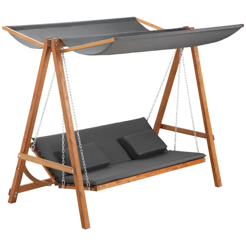 Reducere de preț Outsunny Balansoar de Gradina 3 Locuri, 225.5x113x180cm, Gri si Teck