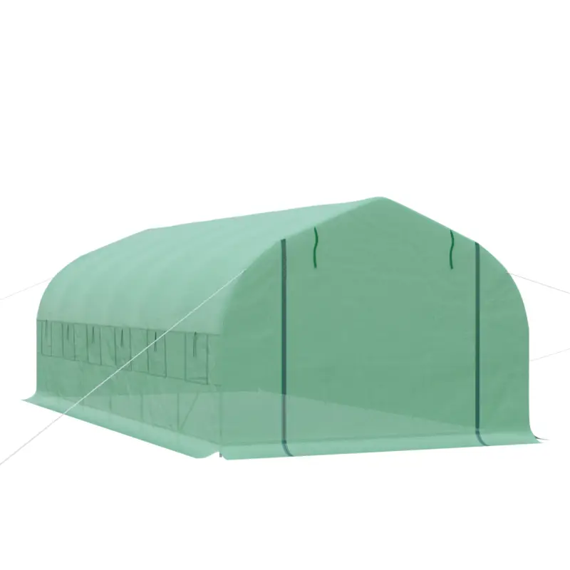 Outsunny Seră de exterior - Seră tip tunel 6x3x2 m, seră mare de grădină cu 12 ferestre și ușă rulabilă cu fermoar, cadru din metal pentru cultivarea plantelor, verde Premium