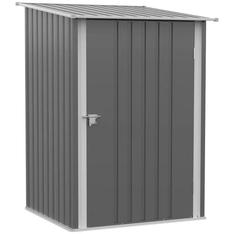 Outsunny Căsuță de Grădină din Tablă de Oțel, Magazie pentru Unelte de Exterior, 100x103x160 cm, Gri Popular