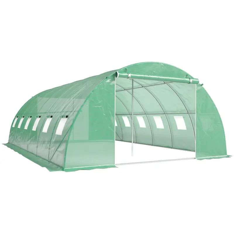 Cel mai vândut Outsunny Seră tunel de grădină Seră pentru legume oțel galvanizat Ø25mm și structură consolidată 395x595x199cm Verde