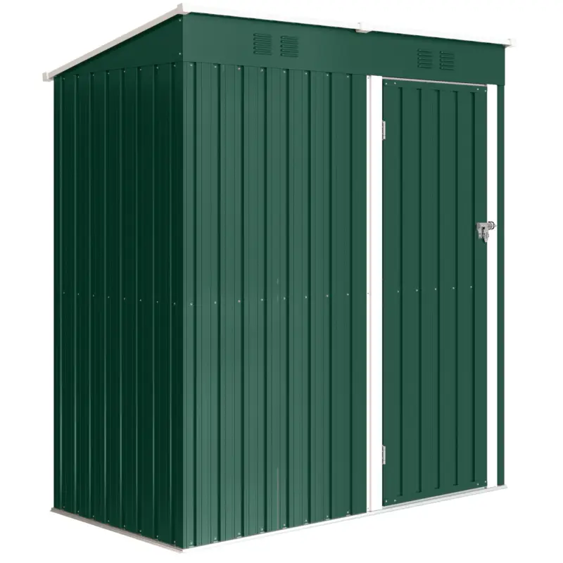 Promoție Outsunny Adăpost de Grădină Exterior 1,37 m² 163x90x179 cm cu Ușă cu Încuietoare și Fante de Ventilație Verde