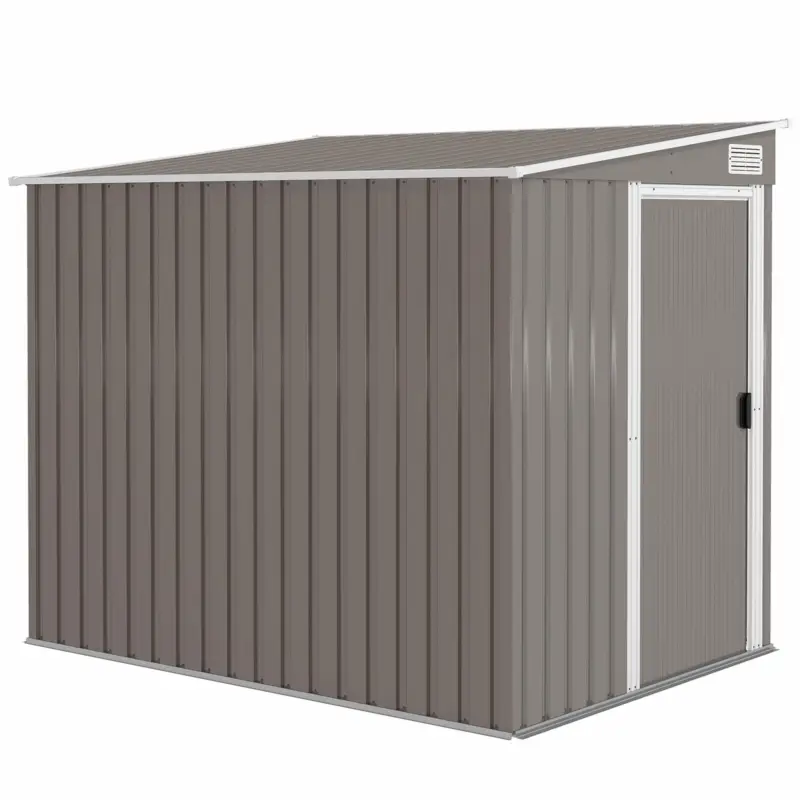Promoție Outsunny Căsuță de Grădină din Metal 1.5x2m Ușă Glisantă Gri Deschis