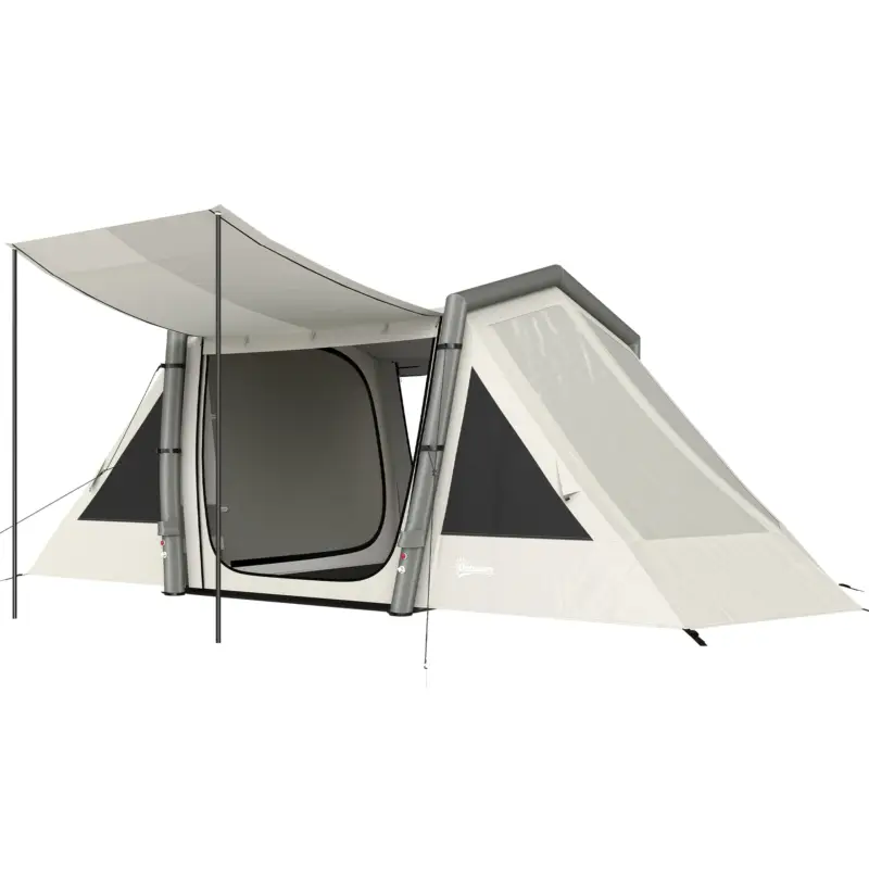 Bestseller Outsunny Cort gonflabil 6 persoane Montare rapidă Cort outdoor pentru camping cu 2 dormitoare Antreu Fereastră
