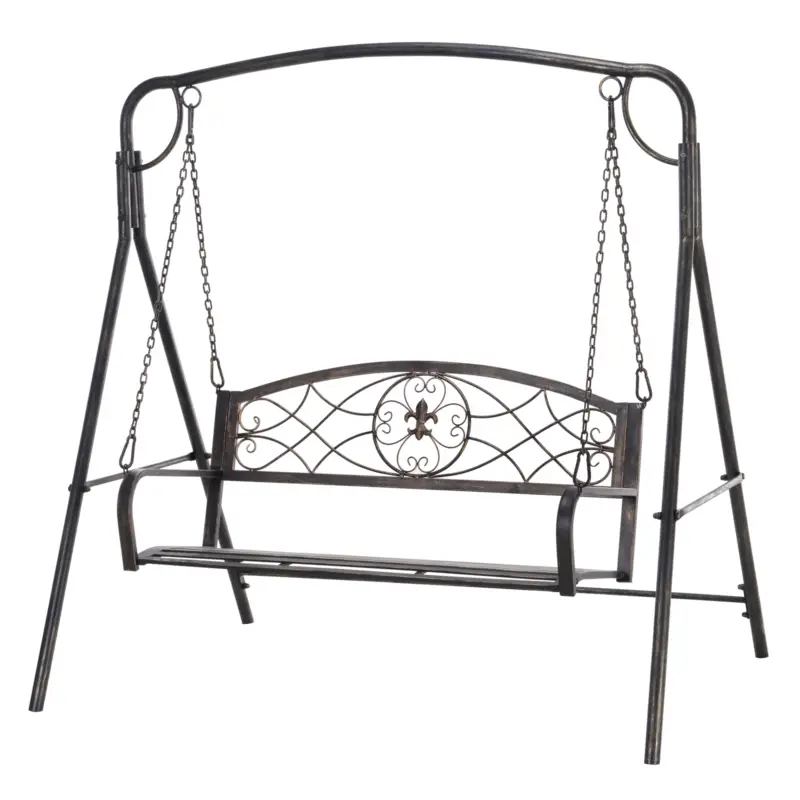 Discount Outsunny Leagăn de grădină Bancă-leagăn pentru grădină Outdoor-Schaukel, design vintage, aspect alama, 167 cm x1 23 cm x 175cm