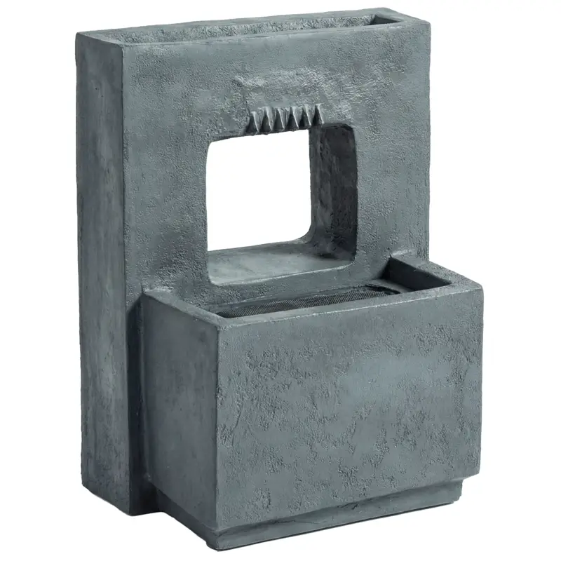 Outsunny Fântână arteziană în 2 trepte, fântână de grădină cu iluminare LED, ghiveci pentru plante, pompă, aspect piatră, reglabil 45 x 31,5 x 58,5 cm Cumpără online